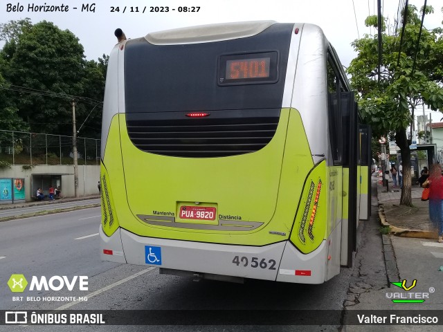 Urca Auto Ônibus 40562 na cidade de Belo Horizonte, Minas Gerais, Brasil, por Valter Francisco. ID da foto: 11695058.