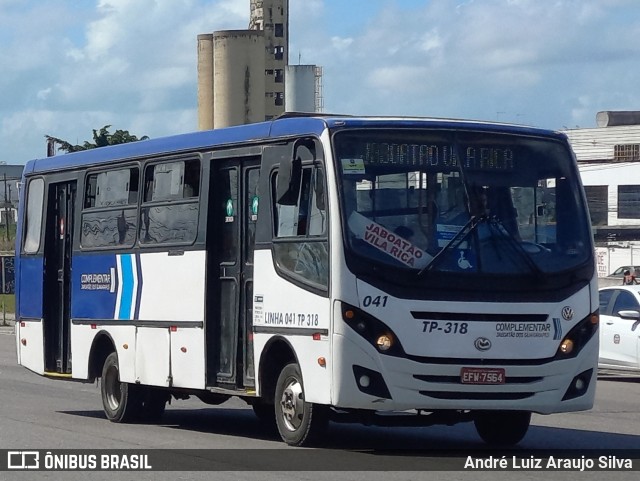 Transporte Complementar de Jaboatão dos Guararapes TP-318 na cidade de Jaboatão dos Guararapes, Pernambuco, Brasil, por André Luiz Araujo Silva. ID da foto: 11668798.