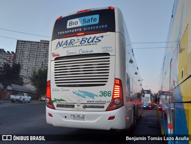 Nar-Bus Internacional 366 na cidade de Estación Central, Santiago, Metropolitana de Santiago, Chile, por Benjamín Tomás Lazo Acuña. ID da foto: 11721892.