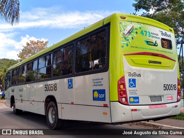 BsBus Mobilidade 500518 na cidade de Taguatinga, Distrito Federal, Brasil, por José Augusto da Silva Gama. ID da foto: 11733977.