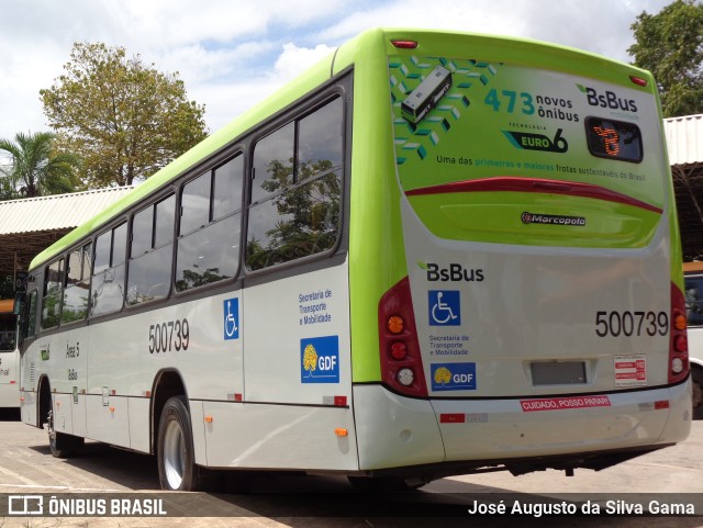 BsBus Mobilidade 500739 na cidade de Taguatinga, Distrito Federal, Brasil, por José Augusto da Silva Gama. ID da foto: 11736921.