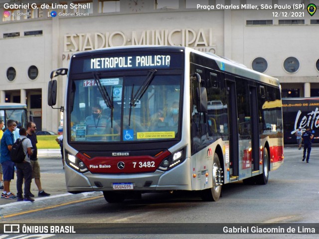Viação Metrópole Paulista - Zona Sul 7 3482 na cidade de São Paulo, São Paulo, Brasil, por Gabriel Giacomin de Lima. ID da foto: 11671373.