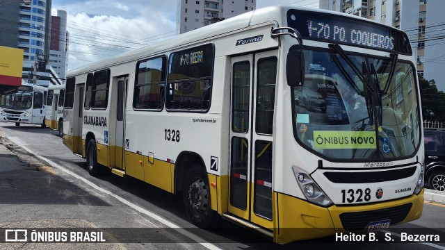 Transportes Guanabara 1328 na cidade de Natal, Rio Grande do Norte, Brasil, por Heitor B.  S.  Bezerra. ID da foto: 11742669.