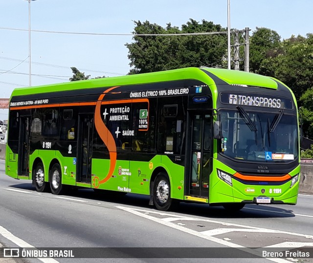 TRANSPPASS - Transporte de Passageiros 8 1191 na cidade de São Paulo, São Paulo, Brasil, por Breno Freitas. ID da foto: 11780005.