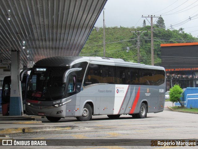Empresa de Ônibus Pássaro Marron 91.001 na cidade de Caraguatatuba, São Paulo, Brasil, por Rogerio Marques. ID da foto: 11799318.