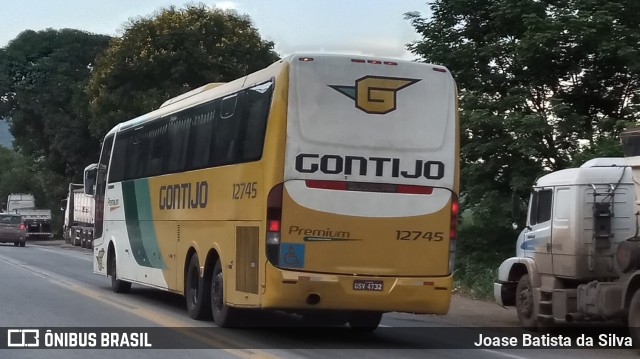 Empresa Gontijo de Transportes 12745 na cidade de Jaguaraçu, Minas Gerais, Brasil, por Joase Batista da Silva. ID da foto: 11798056.