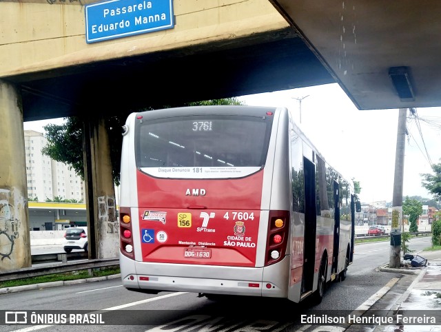 Pêssego Transportes 4 7604 na cidade de São Paulo, São Paulo, Brasil, por Edinilson Henrique Ferreira. ID da foto: 11801573.