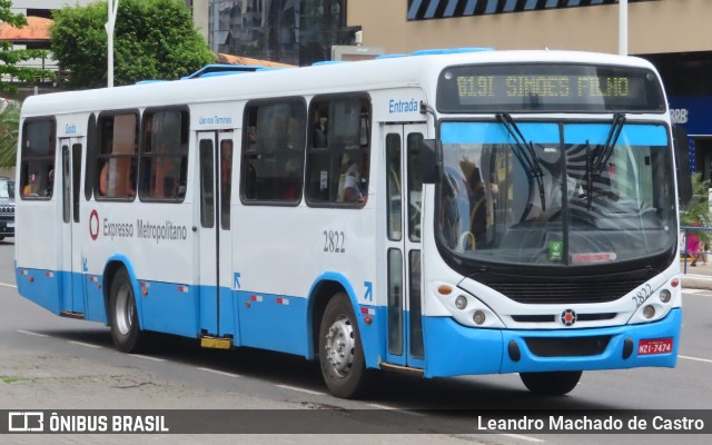 Expresso Metropolitano Transportes 2822 na cidade de Salvador, Bahia, Brasil, por Leandro Machado de Castro. ID da foto: 11821565.