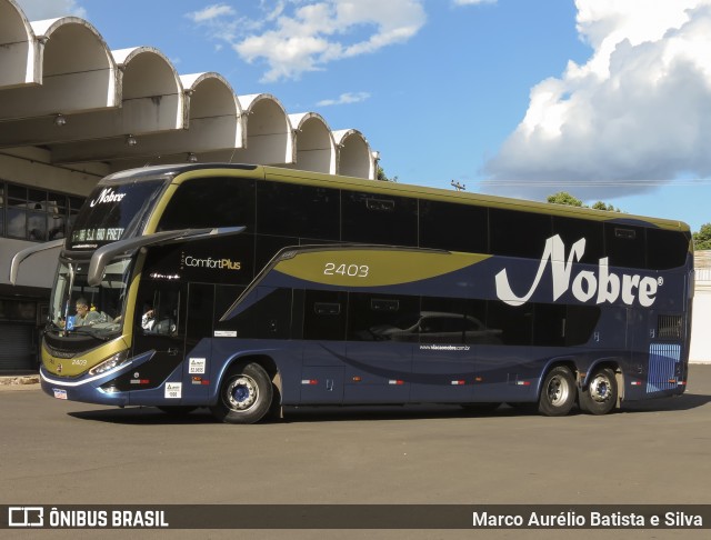 Nobre Transporte Turismo 2403 na cidade de Araçatuba, São Paulo, Brasil, por Marco Aurélio Batista e Silva. ID da foto: 11827417.