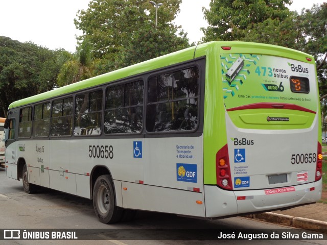 BsBus Mobilidade 500658 na cidade de Taguatinga, Distrito Federal, Brasil, por José Augusto da Silva Gama. ID da foto: 11750702.