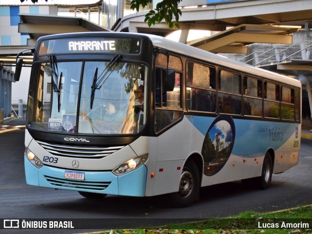 Santa Teresinha Transporte e Turismo - Brusquetur 1203 na cidade de Videira, Santa Catarina, Brasil, por Lucas Amorim. ID da foto: 11748635.