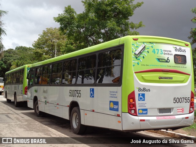 BsBus Mobilidade 500755 na cidade de Taguatinga, Distrito Federal, Brasil, por José Augusto da Silva Gama. ID da foto: 11750778.