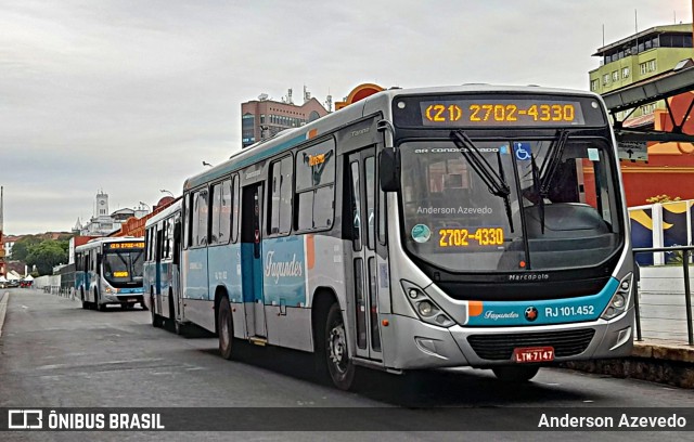 Auto Ônibus Fagundes RJ 101.452 na cidade de Rio de Janeiro, Rio de Janeiro, Brasil, por Anderson Azevedo. ID da foto: 11752842.