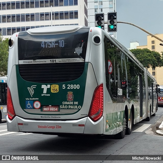 Via Sudeste Transportes S.A. 5 2800 na cidade de São Paulo, São Paulo, Brasil, por Michel Nowacki. ID da foto: 11763721.
