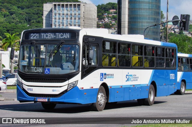 Canasvieiras Transportes 11703 na cidade de Florianópolis, Santa Catarina, Brasil, por João Antonio Müller Muller. ID da foto: 11858699.
