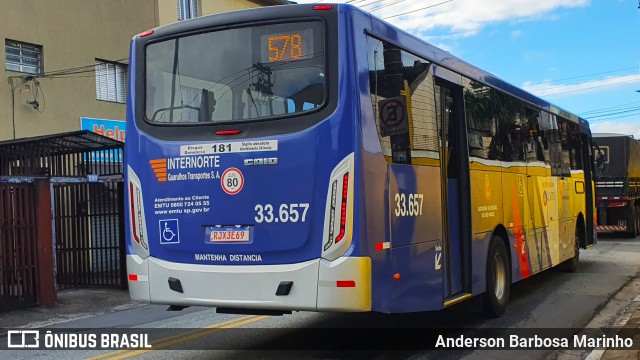 Guarulhos Transportes 33.657 na cidade de Guarulhos, São Paulo, Brasil, por Anderson Barbosa Marinho. ID da foto: 11862503.
