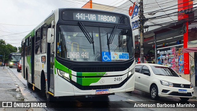Empresa de Ônibus Vila Galvão 2451 na cidade de Guarulhos, São Paulo, Brasil, por Anderson Barbosa Marinho. ID da foto: 11862494.