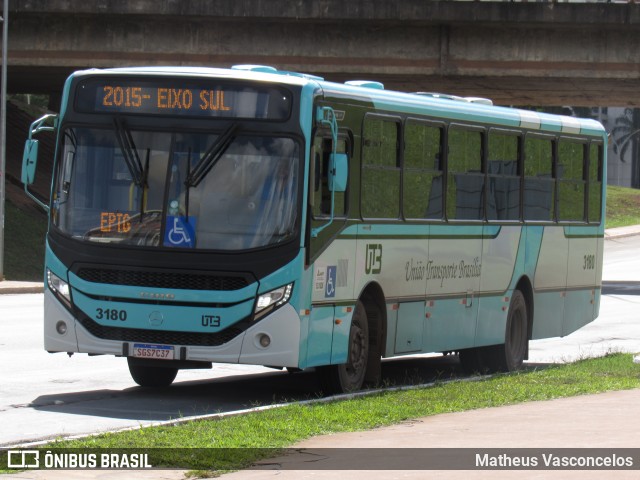 UTB - União Transporte Brasília 3180 na cidade de Brasília, Distrito Federal, Brasil, por Matheus Vasconcelos. ID da foto: 11865422.
