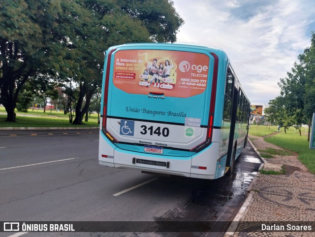 UTB - União Transporte Brasília 3140 na cidade de Guará, Distrito Federal, Brasil, por Darlan Soares. ID da foto: 11878311.