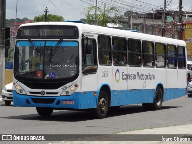 Expresso Metropolitano Transportes 2635 na cidade de Salvador, Bahia, Brasil, por Ícaro Chagas. ID da foto: 11893155.