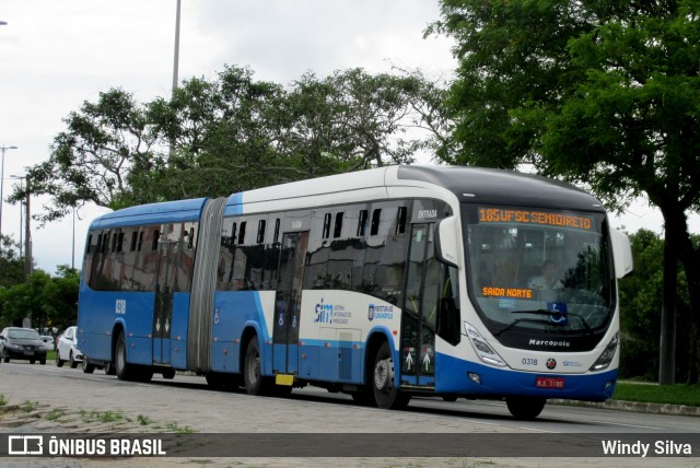 Transol Transportes Coletivos 0318 na cidade de Florianópolis, Santa Catarina, Brasil, por Windy Silva. ID da foto: 11894832.