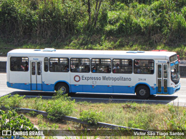 Expresso Metropolitano Transportes 2918 na cidade de Salvador, Bahia, Brasil, por Victor São Tiago Santos. ID da foto: 11900394.