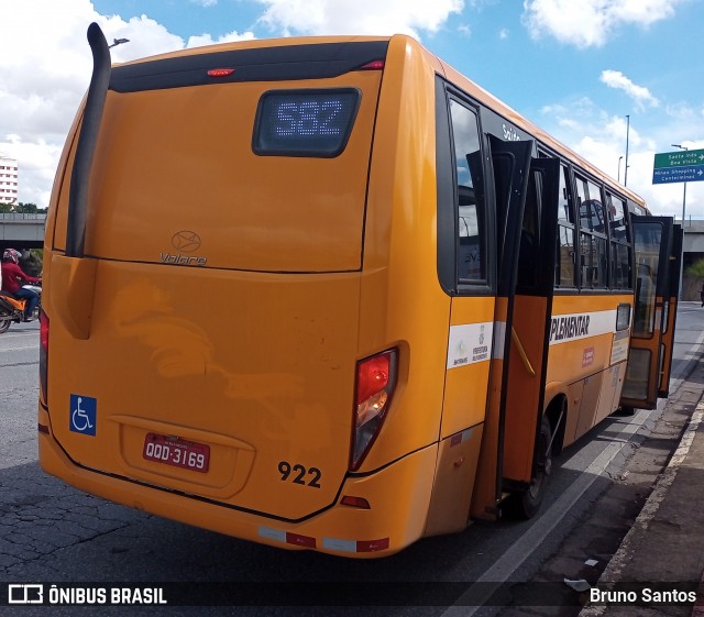Transporte Suplementar de Belo Horizonte 922 na cidade de Belo Horizonte, Minas Gerais, Brasil, por Bruno Santos. ID da foto: 11904551.