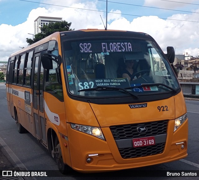 Transporte Suplementar de Belo Horizonte 922 na cidade de Belo Horizonte, Minas Gerais, Brasil, por Bruno Santos. ID da foto: 11904544.