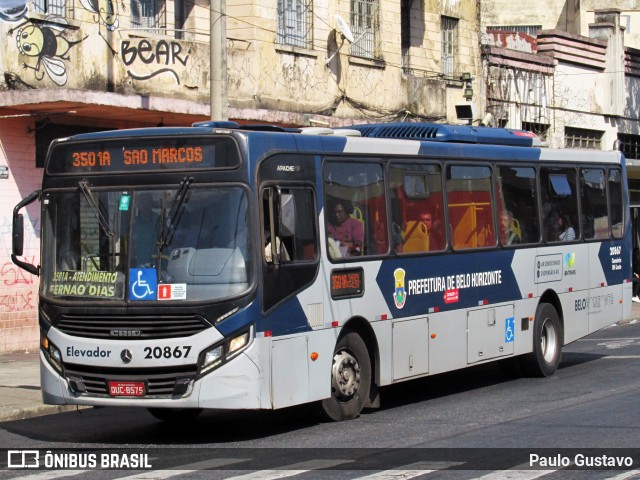 SM Transportes 20867 na cidade de Belo Horizonte, Minas Gerais, Brasil, por Paulo Gustavo. ID da foto: 11908517.