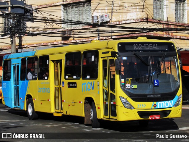 TCGL - Transportes Coletivos Grande Londrina 3339 na cidade de Londrina, Paraná, Brasil, por Paulo Gustavo. ID da foto: 11906995.