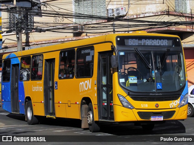 Londrisul Transportes Coletivos 5118 na cidade de Londrina, Paraná, Brasil, por Paulo Gustavo. ID da foto: 11906997.