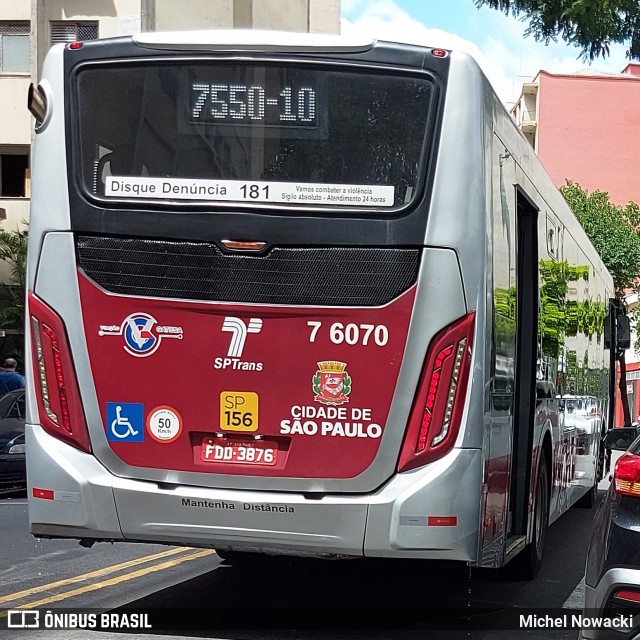 Viação Gatusa Transportes Urbanos 7 6070 na cidade de São Paulo, São Paulo, Brasil, por Michel Nowacki. ID da foto: 11911358.