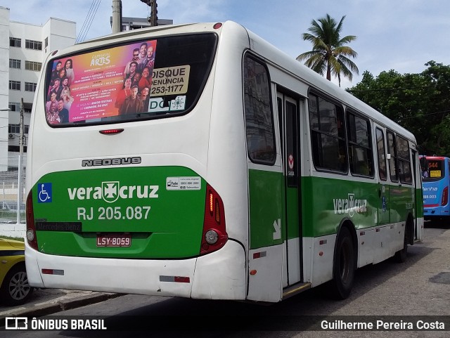 Viação Vera Cruz RJ 205.087 na cidade de Rio de Janeiro, Rio de Janeiro, Brasil, por Guilherme Pereira Costa. ID da foto: 11936025.