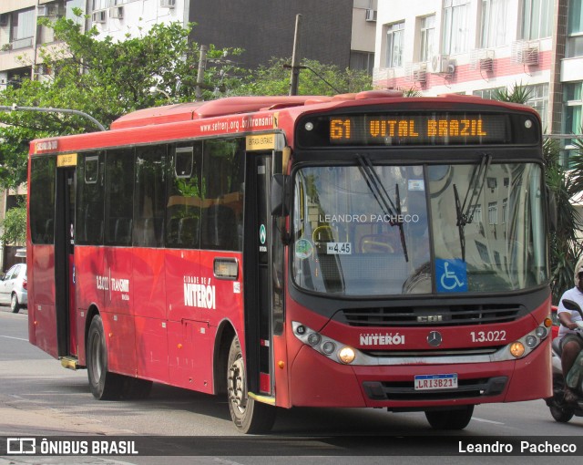 Auto Ônibus Brasília 1.3.022 na cidade de Niterói, Rio de Janeiro, Brasil, por Leandro  Pacheco. ID da foto: 11942778.