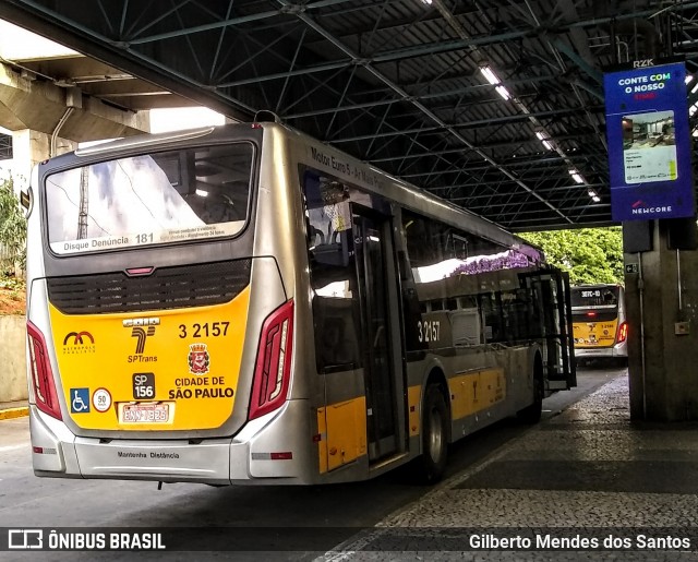 Viação Metrópole Paulista - Zona Leste 3 2157 na cidade de São Paulo, São Paulo, Brasil, por Gilberto Mendes dos Santos. ID da foto: 11952681.