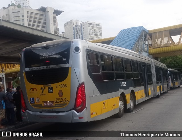 Viação Metrópole Paulista - Zona Leste 3 1098 na cidade de São Paulo, São Paulo, Brasil, por Thomas Henrique de Moraes. ID da foto: 11912181.