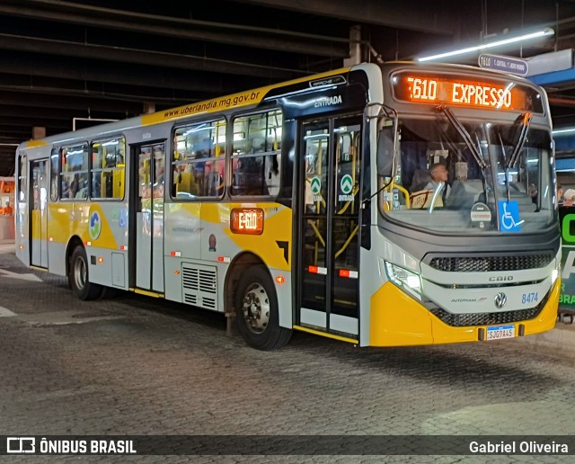 Autotrans Transportes Urbanos e Rodoviários 8474 na cidade de Uberlândia, Minas Gerais, Brasil, por Gabriel Oliveira. ID da foto: 11957166.