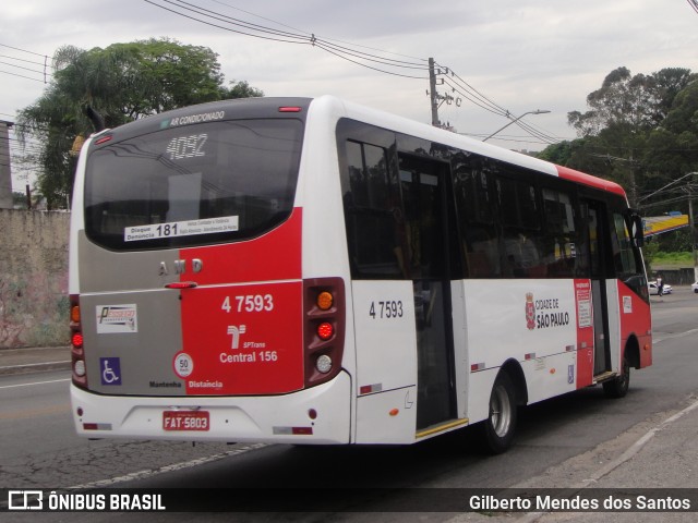 Pêssego Transportes 4 7593 na cidade de São Paulo, São Paulo, Brasil, por Gilberto Mendes dos Santos. ID da foto: 11954701.