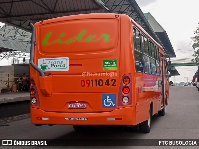 Auto Ônibus Líder 0911042 na cidade de Manaus, Amazonas, Brasil, por FTC BUSOLOGIA. ID da foto: 11958370.
