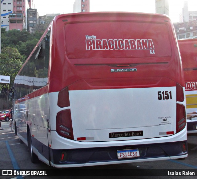 Viação Piracicabana 5151 na cidade de Aparecida, São Paulo, Brasil, por Isaias Ralen. ID da foto: 11957199.