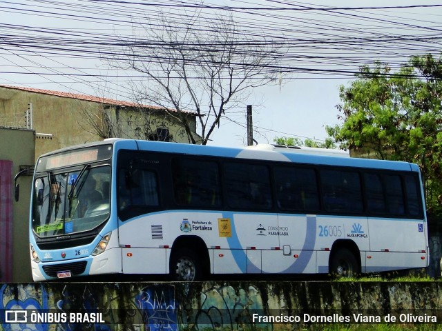 Maraponga Transportes 26005 na cidade de Fortaleza, Ceará, Brasil, por Francisco Dornelles Viana de Oliveira. ID da foto: 11958153.