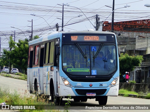 Maraponga Transportes 26001 na cidade de Fortaleza, Ceará, Brasil, por Francisco Dornelles Viana de Oliveira. ID da foto: 11958138.