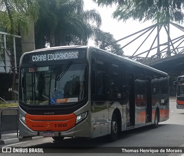 TRANSPPASS - Transporte de Passageiros 8 0040 na cidade de São Paulo, São Paulo, Brasil, por Thomas Henrique de Moraes. ID da foto: 11961587.
