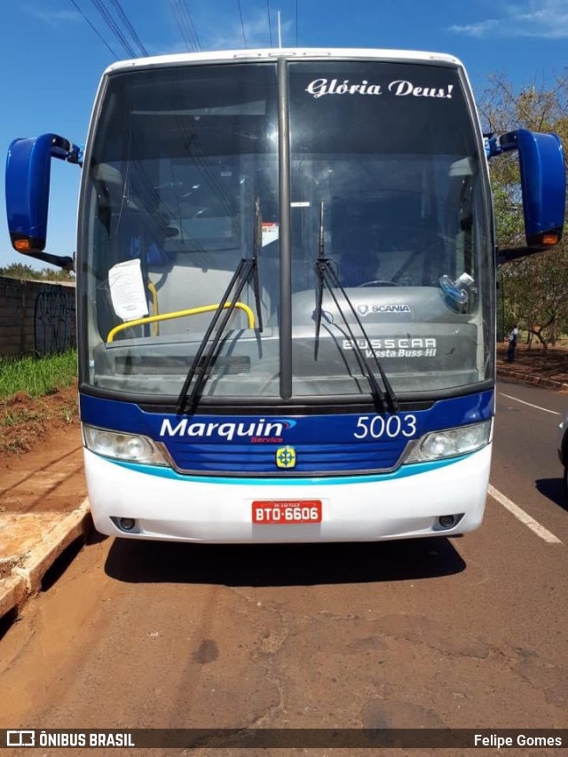 Marquin Service Transportes e Turismo 5003 na cidade de Ribeirão Preto, São Paulo, Brasil, por Felipe Gomes. ID da foto: 11965957.