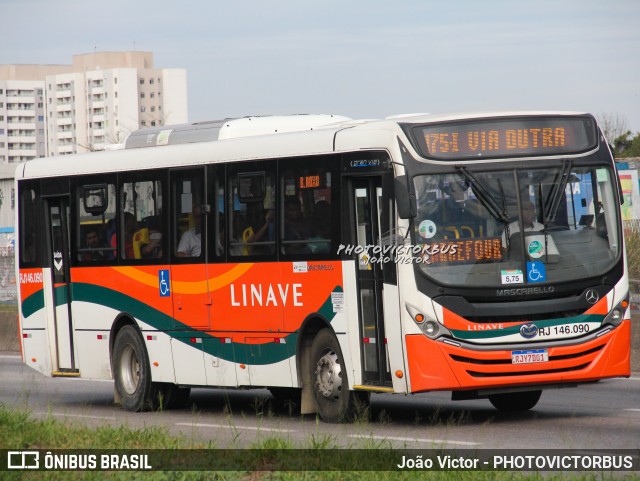 Linave Transportes RJ 146.090 na cidade de Nova Iguaçu, Rio de Janeiro, Brasil, por João Victor - PHOTOVICTORBUS. ID da foto: 11971248.