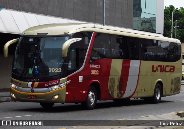 Transportes Única Petrópolis 3022 na cidade de Rio de Janeiro, Rio de Janeiro, Brasil, por Luiz Petriz. ID da foto: 11971502.