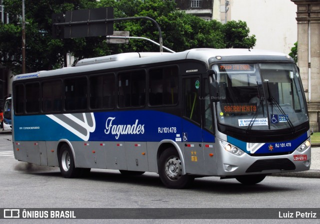 Auto Ônibus Fagundes RJ 101.478 na cidade de Rio de Janeiro, Rio de Janeiro, Brasil, por Luiz Petriz. ID da foto: 11975874.