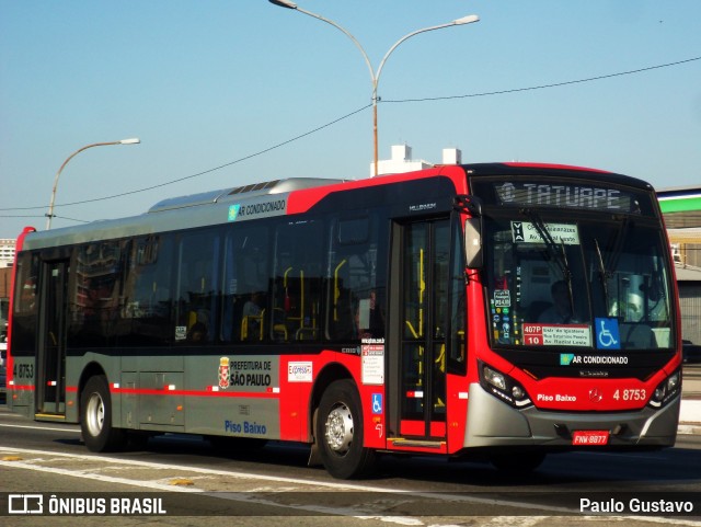 Express Transportes Urbanos Ltda 4 8753 na cidade de São Paulo, São Paulo, Brasil, por Paulo Gustavo. ID da foto: 11976314.