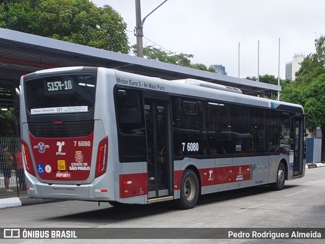 Viação Gatusa Transportes Urbanos 7 6080 na cidade de São Paulo, São Paulo, Brasil, por Pedro Rodrigues Almeida. ID da foto: 11917762.