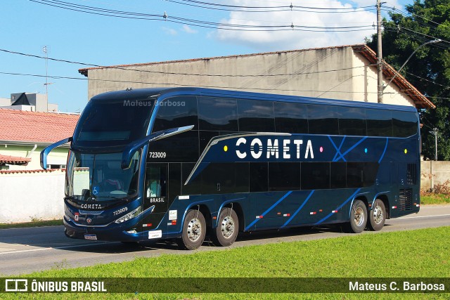 Viação Cometa 723009 na cidade de Santa Rita do Sapucaí, Minas Gerais, Brasil, por Mateus C. Barbosa. ID da foto: 11918390.